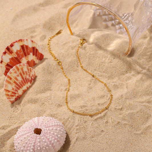 18K Gold Fine Classic Ball Bead Chain Stainless Steel Anklets