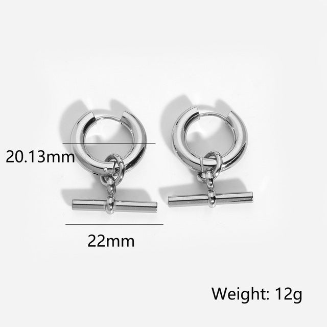 Fashion Simple Style T-shaped Pendant Titanium Steel 18K Gold Plating